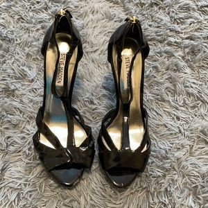 Steve Madden Black faux leather stiletto high heels size 8